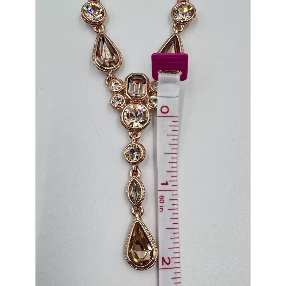 Givenchy Rose Gold Tone Parure Crystal Y Drop Necklace Bracelet Dangle Earrings - Picture 7 of 16